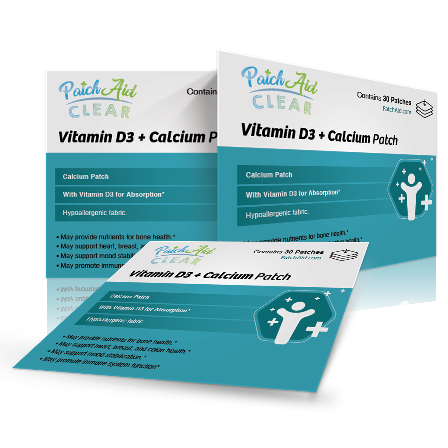 Vitamin D3 Plus Calcium Vitamin Patch by PatchAid Color: Clear